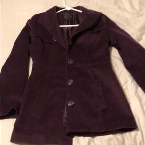 Dark eggplant purple pea coat